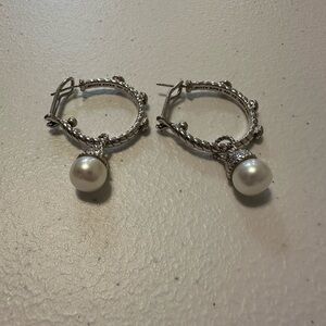 Judith Ripka 925 Silver and White Pearl Earrings